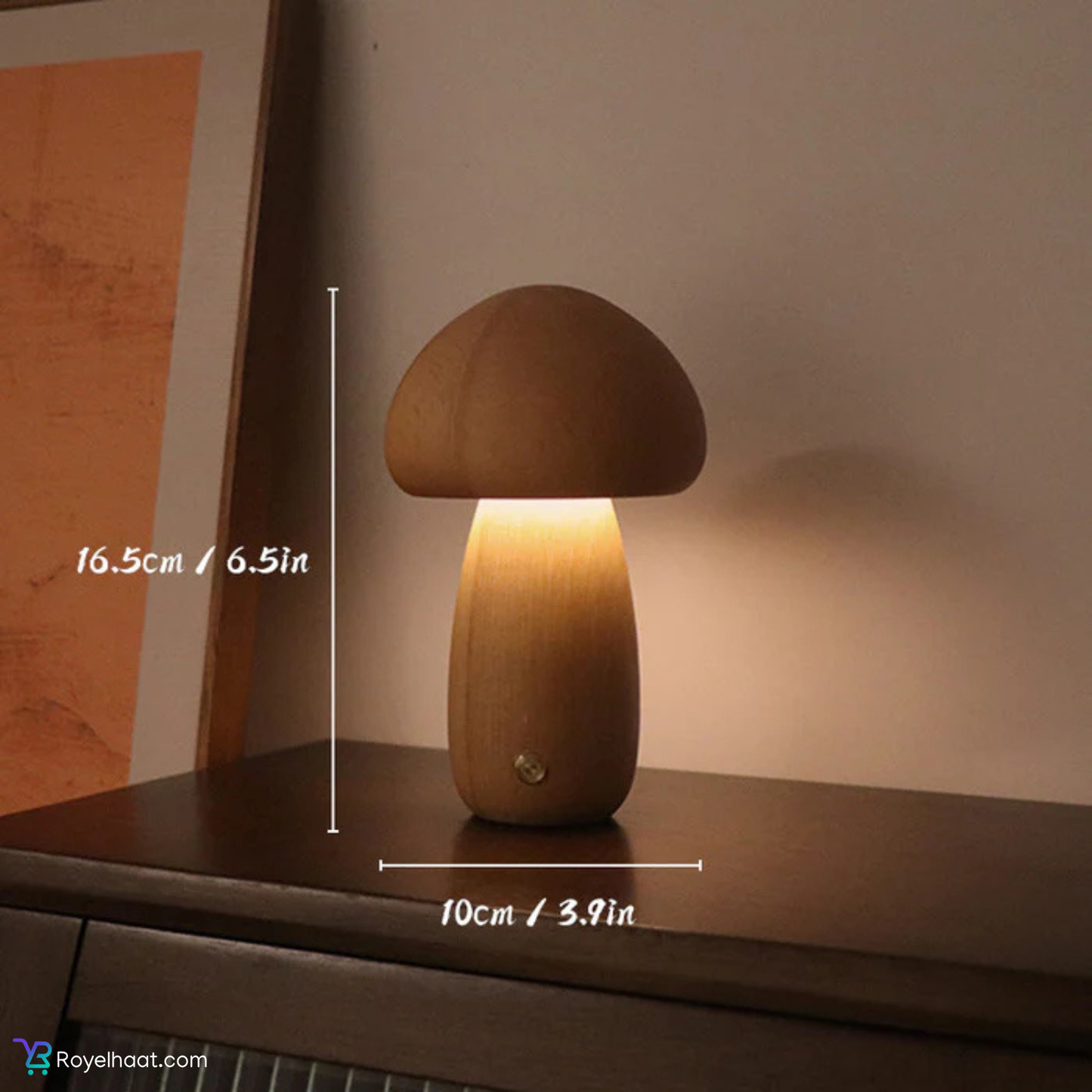 Rechargeable Wooden Mushroom Table Lamp – Elegant, Warm & Touch-Controlled Light